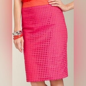 Talbots 100% Cotton Pink Orange Lined Pencil Skirt Size 10
